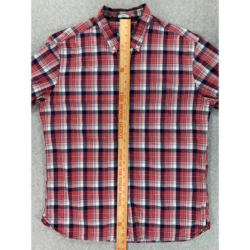 J Crew Slim‎ Fit Plaid Long Sleeve Button Down Shirt (Men's XL) Red